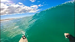 SURFING BIG BLUE GLASSY WALLS | RAW POV