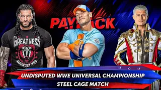 John Cena vs Roman Reigns vs Cody Rodes||Steel Cage Match||For WWE Undisputed Championship||