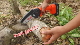 review dan tes gergaji chainsaw mini cordless  BULL BL504