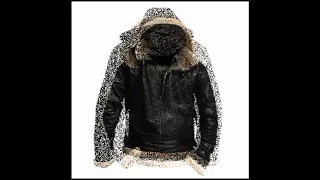 B3 Bomber Jacket Leather with White Fur Shearling Hoodie Men