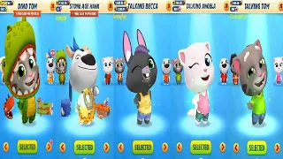 Talking Tom Gold Run New Update VS Chinese Version Dino Tom Stone Age Hank Talking Becca  Tom ANGELA