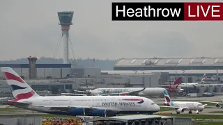 🔴London Heathrow Airport Live Crosswind Landings Qantas QF1 Emirates A380 British Airways A350