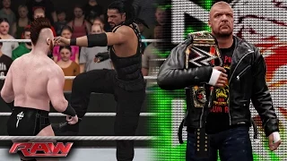 WWE RAW 2/22/16 - Roman Reigns vs Sheamus & Triple H Attack Roman Reigns - WWE 2K16