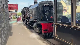 Ffestiniog and Welsh Highland trains at Porthmadog station