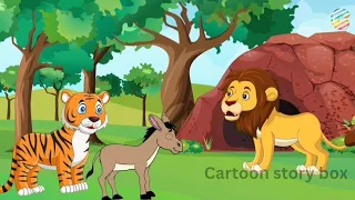 Lion Tiger and Donkey story in Tamil சிங்கம் ,புலி,கழுதை கதை @CartoonStoryBox2018