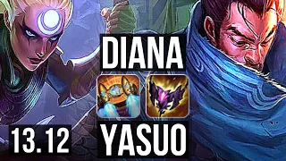 DIANA vs YASUO (MID) | 9/2/9, 1.2M mastery, Legendary, 400+ games | KR Master | 13.12