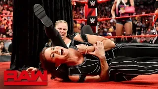 Ronda Rousey locks Stephanie McMahon in an Armbar during title presentation: Raw, Aug. 20, 2018