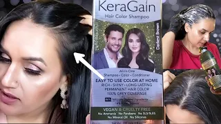 100% Cover grey hair with KeraGain hair colour shampoo + colour+ Conditioner just in 10 min | Review