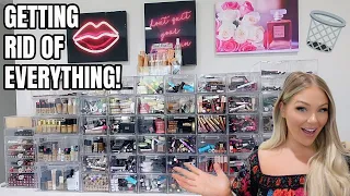 BIGGEST DECLUTTER EVER 😱 GETTING RID OF ALL MY MAKEUP | KELLY STRACK