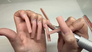 How I Do My Acrylic Nails Fill | Cut Down | Nail Design For Beginners 🍒