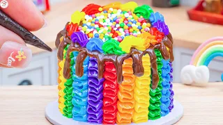 Rainbow Buttercream Cake 🌈 How To Make Mini Cake 🌸 Mini Rainbow Cake Recipe