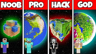 Minecraft Battle: NOOB vs PRO vs HACKER vs GOD INSIDE PLANET HOUSE BASE BUILD CHALLENGE in Minecraft