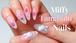 let’s do 3D strawberry miffy nails at home! (ASMR gel-x nail art using korean nail brands)