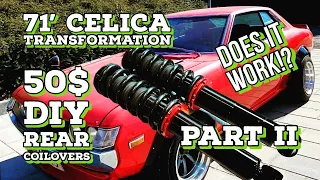 Toyota Celica TA22 2TG episode 25 50$ rear coilovers. DIY rear coilover conversion starts. episode 2