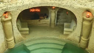 [ Full Video ] 69Day Build Underground House & Underground Private Living Room With Swimming Poo