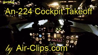 Antonov 225 Mriya COCKPIT NIGHT TAKEOFF from Leipzig by [AirClips]