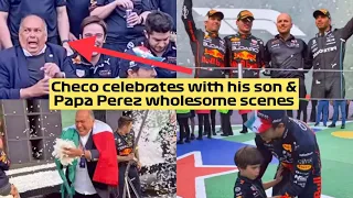 Wholesome scenes at the podium after the #MexicoGP | Checo celebrates with his son