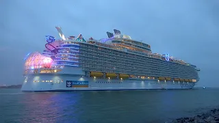 Wonder of the Seas Departs Port Canaveral in Heavy Rain