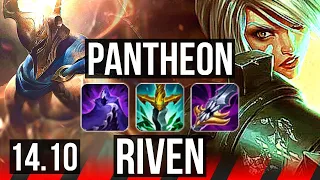 PANTHEON vs RIVEN (TOP) | 4k comeback, 43k DMG, 600+ games, Dominating | EUW Master | 14.10