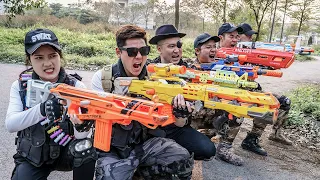 LTT Game Nerf War : Couple Warriors SEAL X Nerf Guns Fight Criminal Group Black Man High Bonus