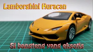 Rmz City Lamborghini Huracan Coupe yellow Freewheel Miniatur mobil Lamborghini Huracan mainan mobil