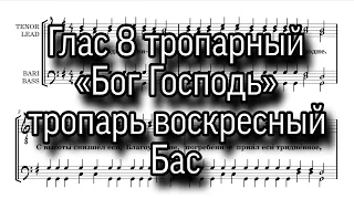 Глас 8 тропарный, «Бог Господь», Бас, мужской хор, ноты. «С высоты снизшел».