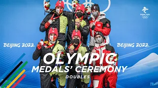 Olympic medals‘ ceremony in Doubles luge at the Beijing 2022 Winter Games