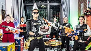 LTT Nerf War : SEAL X Warriors Nerf Guns Fight Criminal Big Boss Dr Lee Destroy The Birthday SWAT