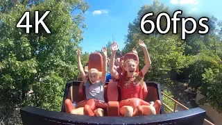 Powder Keg on-ride reverse ridercam 4K POV @60fps Silver Dollar City