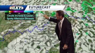Cooler with a few spotty showers Thursday