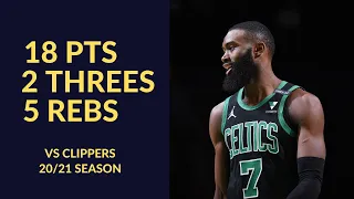 Jaylen Brown 18 Pts 2 Threes 5 Rebs 2 Asts Highlights vs LA Clippers | NBA 20/21 Season