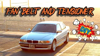 HOW TO: Replace fan belt, AC belt and both tensioners on a BMW 7 Series (e38)