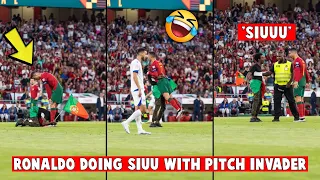 😂 A Crazy Fan Invaded the pitch to do SIUUU with Ronaldo