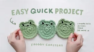 🐸 how to crochet froggy coasters 🐸 Beginner friendly easy quick crochet tutorial | stringbbeans