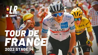 Pogačar Attacks Vingegaard on Steep Climb | Tour de France Stage 14 2022 | Lanterne Rouge x Zwift