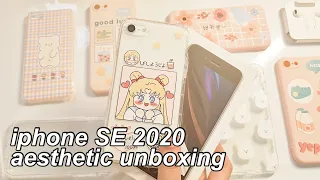 🧋 iphone SE 2020 aesthetic unboxing + set up ( camera test & accesories! )