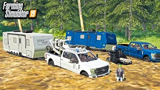 LUXURY CAMPING & MUDDING! NEW FORD TREMOR STUCK IN MUD! (ROLEPLAY) | FARMING SIMULATOR 2019