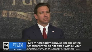 Florida Governor Ron DeSantis confronted