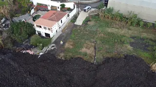 Drone Flight over smoking hot *LA PALMA Lava Field*, Early December 2021