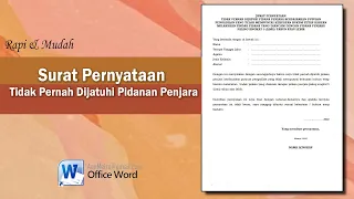 Surat Pernyataan Tidak Pernah Dijatuhi Pidana Penjara || SURAT PERNYATAAN