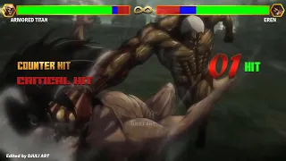 Eren vs Armored Titan (Reiner) WITH HEALTHBARS | Attact On Titan