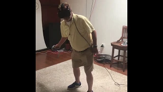 My dad tries VR gaming for the first time.