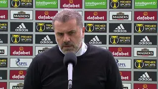 Celtic's Ange Postecoglou speaks prior to Hearts match in Premier Sports Cup