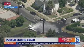 Police chase ends with a crash in South Los Angeles