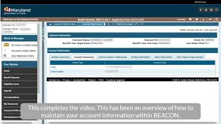 Maryland Unemployment Insurance BEACON Claimant Account Maintenance