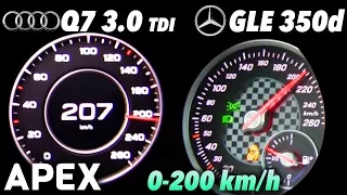 2017 Audi Q7 3.0 TDI vs. Mercedes GLE 350d - Acceleration Sound 0-100, 0-200 km/h | APEX