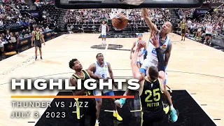 OKC Thunder vs Utah Jazz | NBA Summer League 2023 | Game Highlights | July 3, 2023