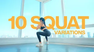 10 Min Squat Workout with 10 Variations - No Repeats No Talking