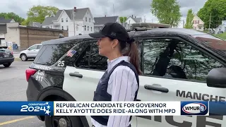 Republican candidate for governor Kelly Ayotte does ride-along with Manchester police