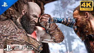 God of War PS5 - Kratos vs. Baldur Boss Fight (4K ULTRA HD Next-Gen Graphics)